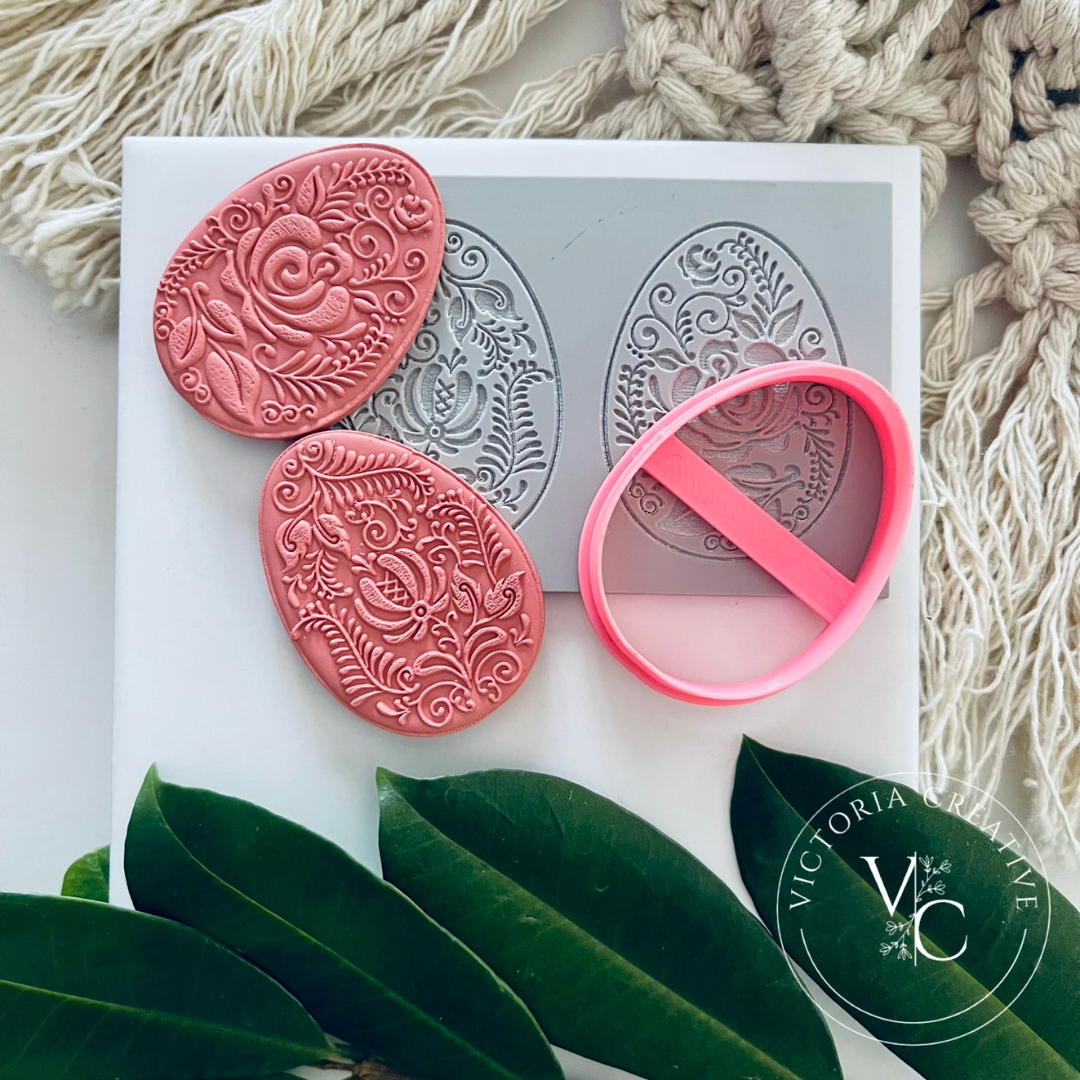 FLEXI STAMP AND CUTTER COMBO 12 - POLYMER CLAY CUTTERS - EASTER COLLECTION EGG