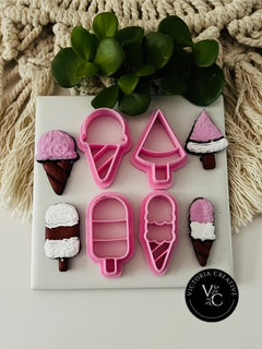 ICE CREAM FUN CUTTER (SET OF 4) - SUMMER 2025 COLLECTION - POLYMER CLAY CUTTERS