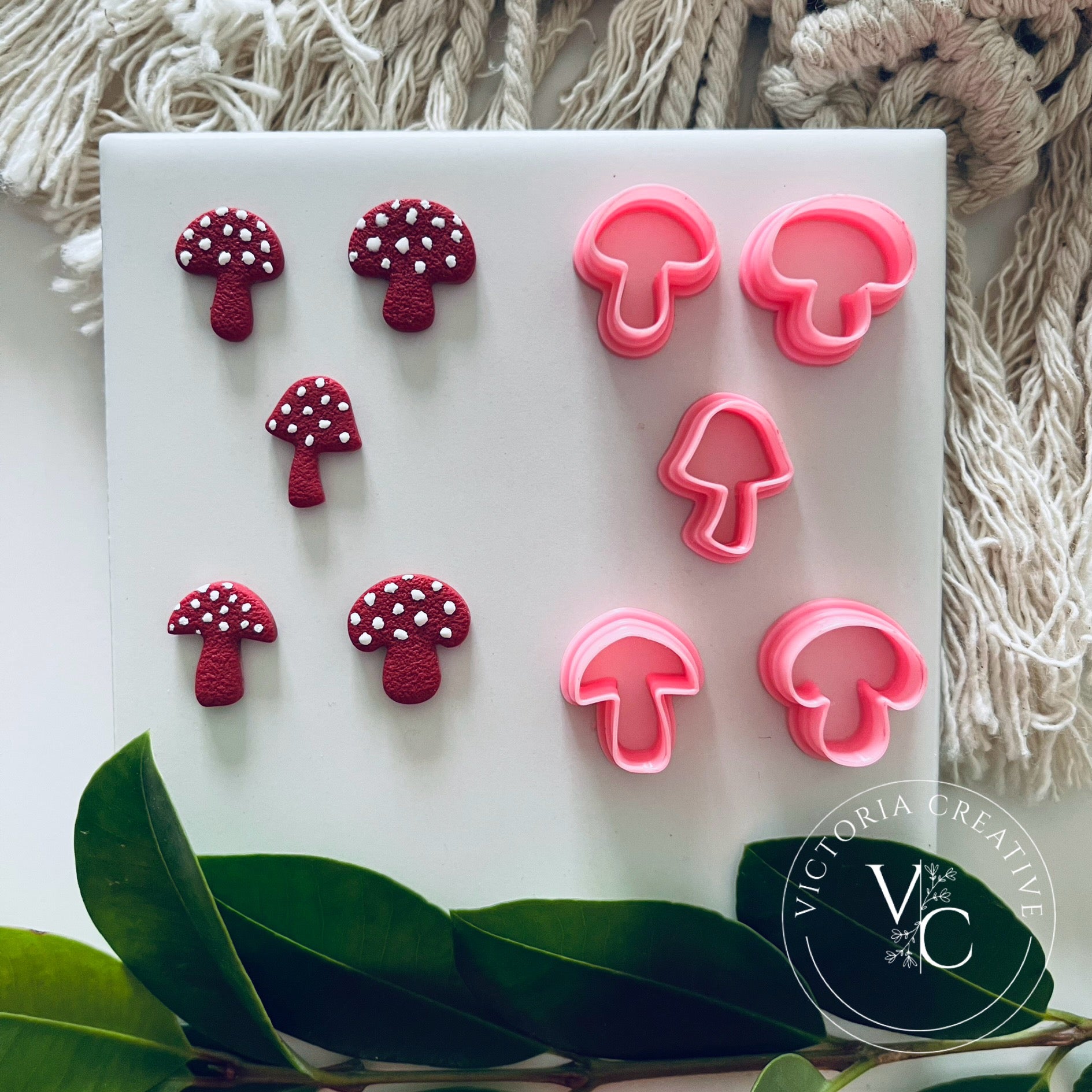 STUD SET 15 (SET OF 5) POLYMER CLAY CUTTERS MAGICAL COLLECTION MUSHROOM