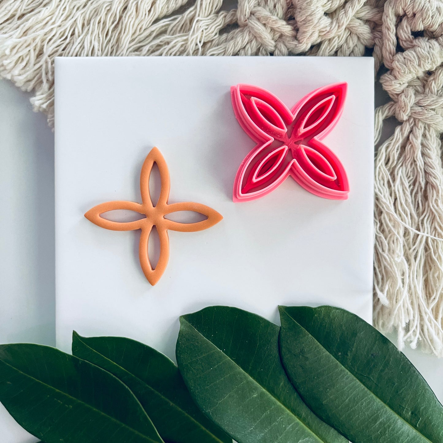 4 PETAL FLOWER DOUBLE CUTTER - POLYMER CLAY CUTTERS - VALENTINES DAY
