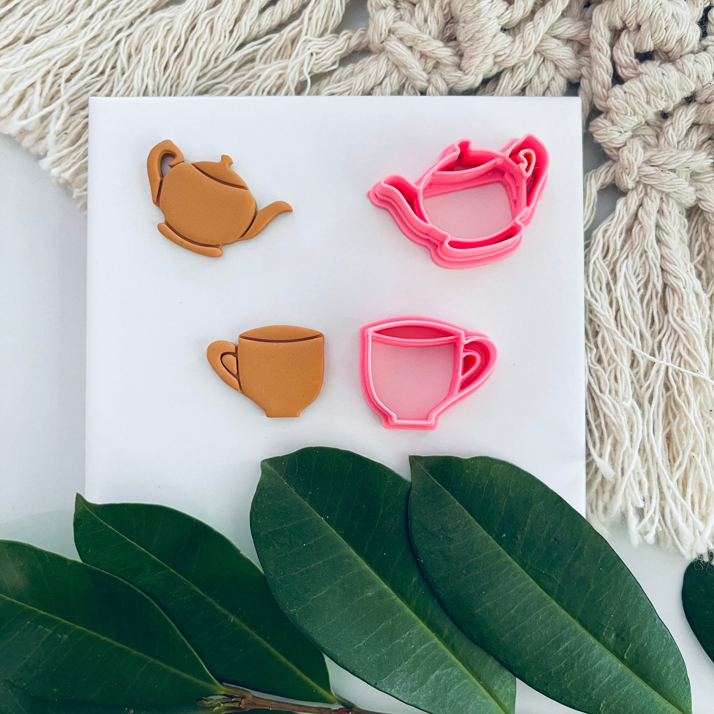 COMBO 38 - POLYMER CLAY CUTTER - VALENTINES DAY - TEA POT & CUP