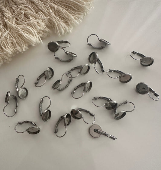 SILVER FRENCH LEVER BACK BEZEL - JEWELLERY FINDINGS