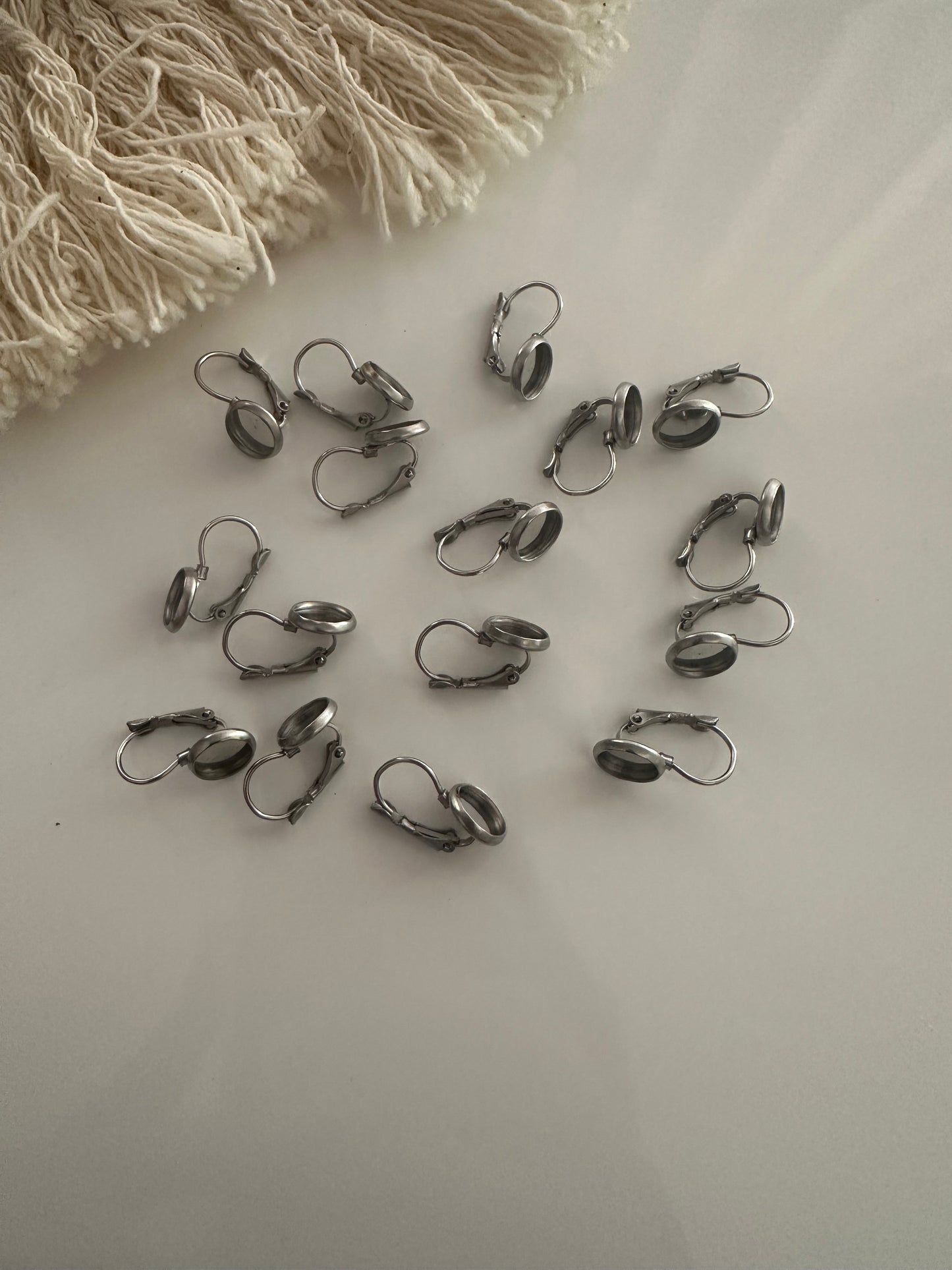 SILVER FRENCH LEVER BACK BEZEL - JEWELLERY FINDINGS