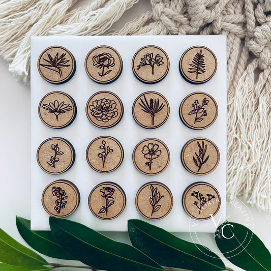 FLORAL STUDS - WOOD FINDINGS - FLORAL COLLECTION