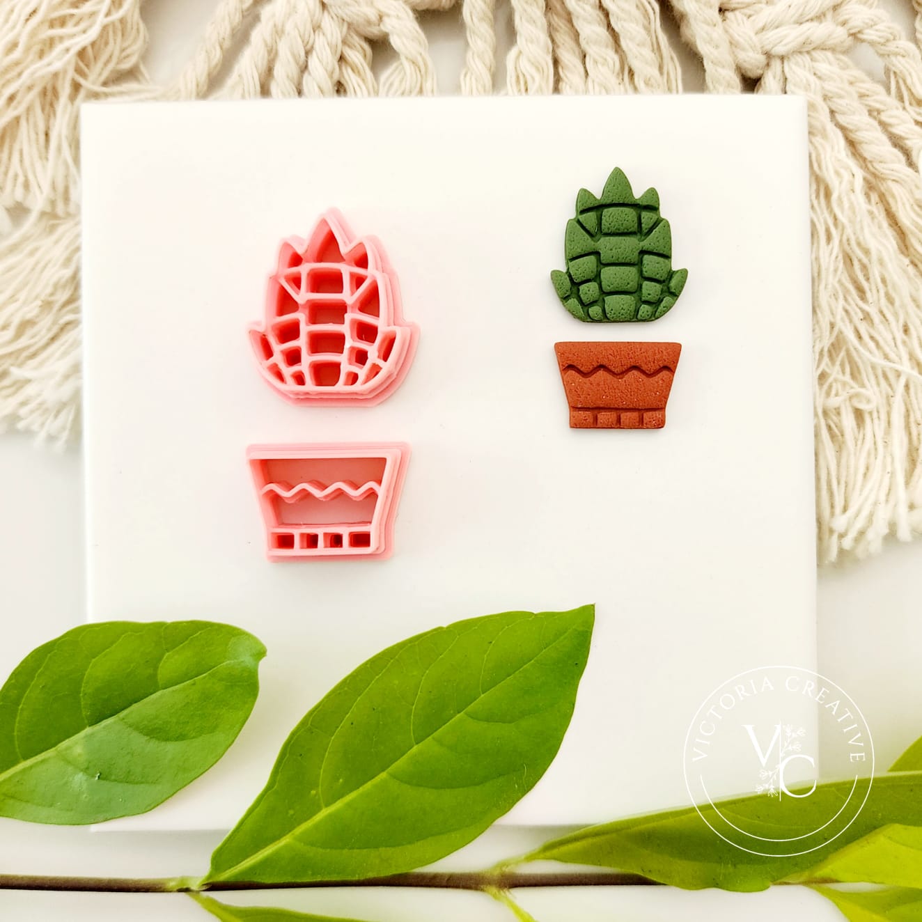 COMBO 35 - POLYMER CLAY CUTTER - SUCCULENT PLANT AND POT SET 5 - SUMMER 2023