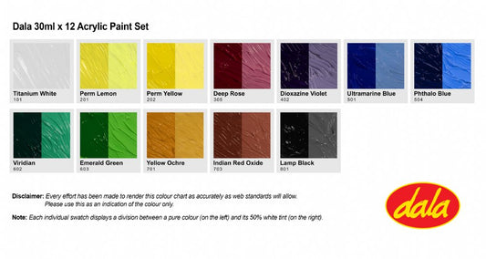 ACRYLIC PAINT SET - 12 x 30ml TUBES