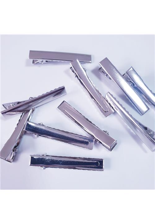 SILVER FLAT BACK HAIR CLIP - 46MM - JEWELLERY FINDINGS