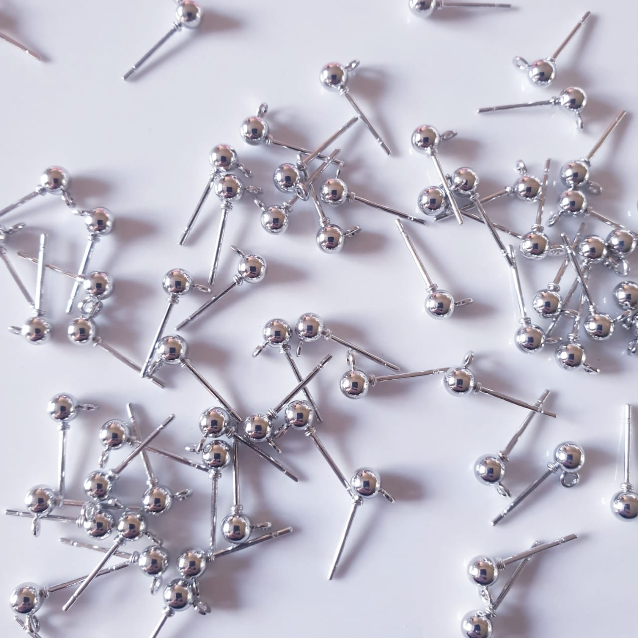 SILVER BALL STUD WITH A LOOP (4MM) - JEWELLERY FINDINGS