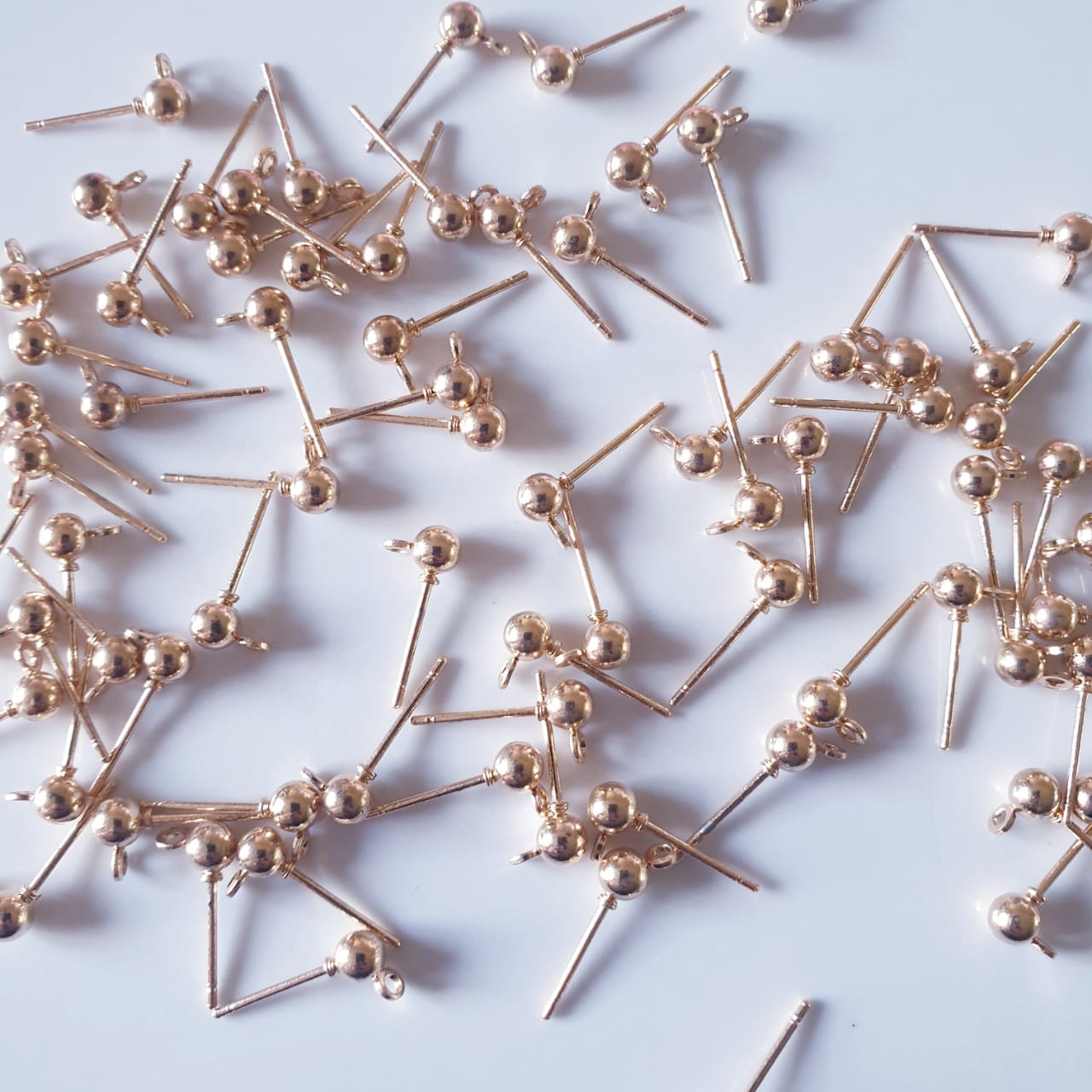 GOLD BALL STUD WITH A LOOP (4MM) - JEWELLERY FINDINGS