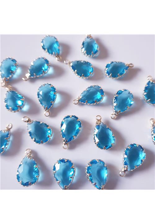 LIGHT BLUE CRYSTAL TEARDROP WITH NICKEL FREE GOLD FINDINGS