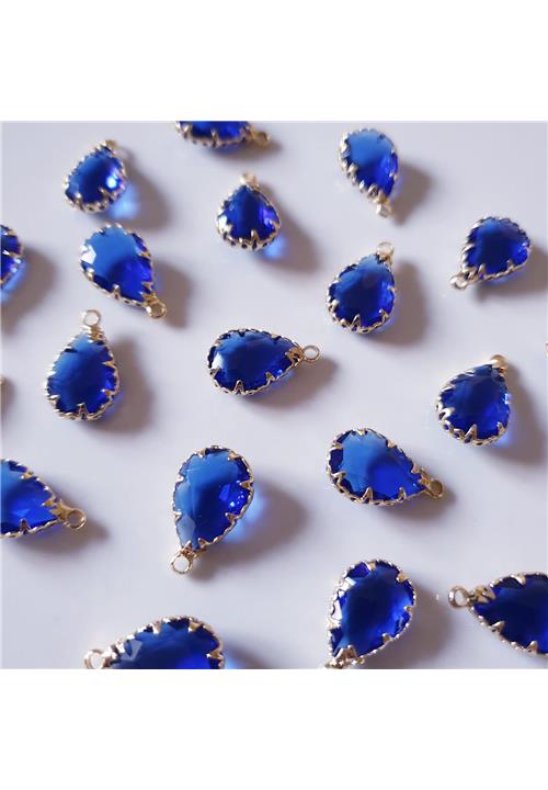 ROYAL BLUE CRYSTAL TEARDROP WITH NICKEL FREE GOLD FINDINGS
