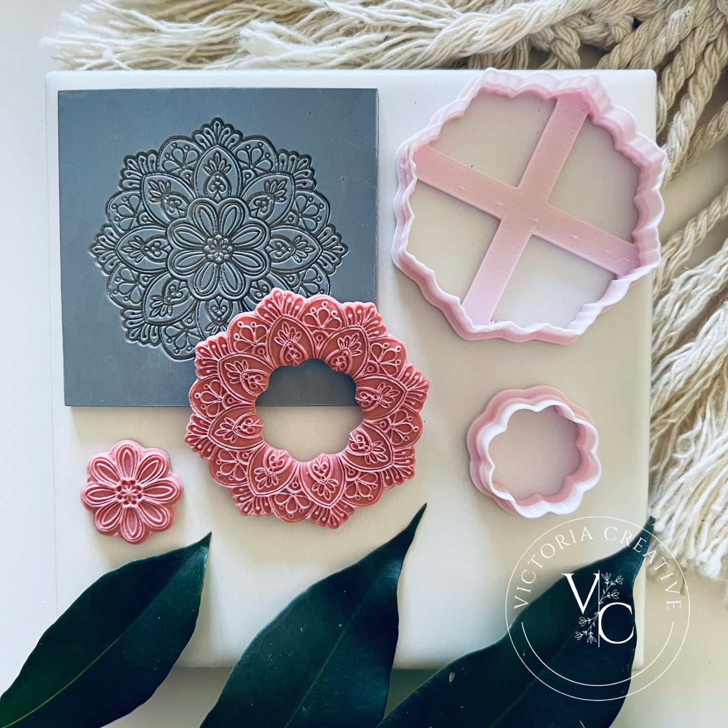 FLEXI STAMP AND CUTTER COMBO 26 - POLYMER CLAY CUTTERS - BOHO SPRING COLLECTION MANDALA