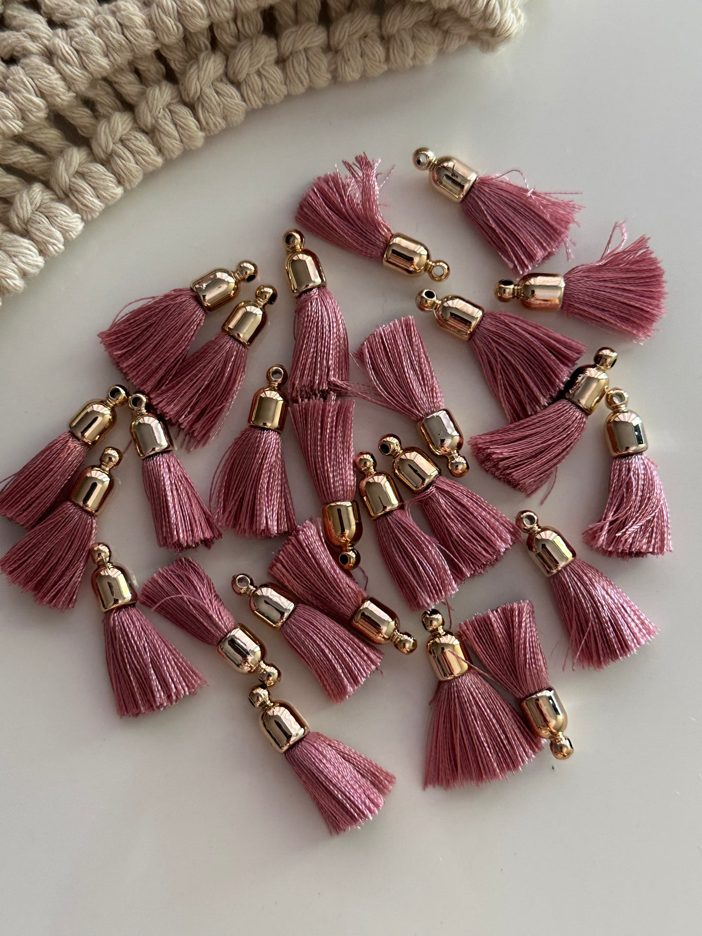 BLUSH SILK TASSELS WITH GOLD CAP - JEWELLERY FINDINGS - VALENTINE'S DAY COLLECTION 2025