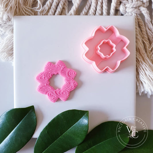 RETRO FLOWER 1 DOUBLE CUTTER - POLYMER CLAY CUTTERS - RETRO COLLECTION
