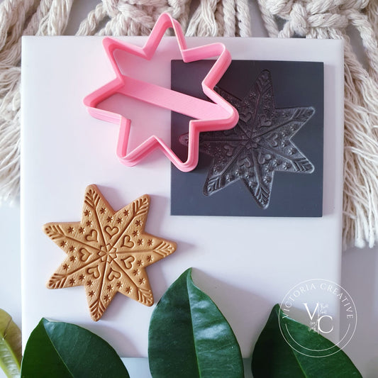 FLEXI STAMP AND CUTTER COMBO 10 - POLYMER CLAY CUTTERS - CHRISTMAS 2023 ORNAMENT STAR
