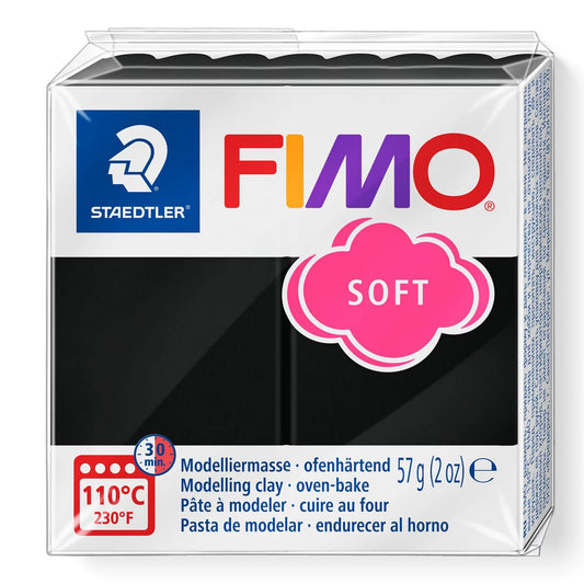 FIMO SOFT BLACK - POLYMER CLAY - 57G BLOCK