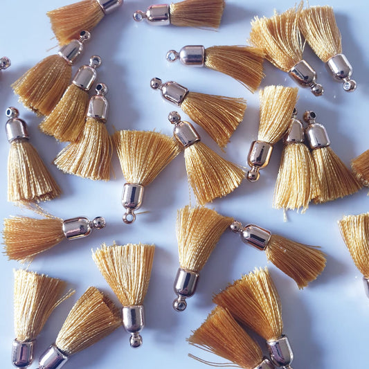 GOLD SILK TASSELS WITH GOLD CAP - JEWELLERY FINDINGS