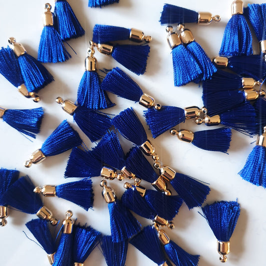ROYAL BLUE SILK TASSELS WITH GOLD CAP - JEWELLERY FINDINGS - RETRO COLLECTION